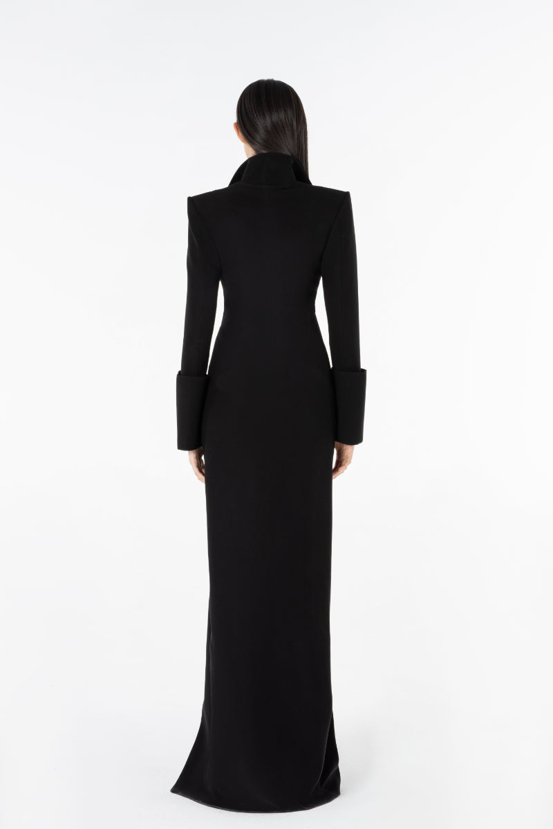 Lili Blanc cut gown maxi dress featuring a flowing silhouette and elegant design, perfect for formal occasions.