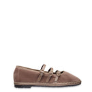 Flabelus Mina flat shoes in brown leather with a sleek, minimalist design and rounded toe, ideal for casual wear.