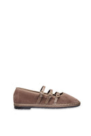Flabelus Mina flat shoes in brown leather with a sleek, minimalist design and rounded toe, ideal for casual wear.