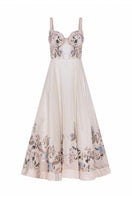 By Hao Fleuria asymmetric bustier maxi dress in Jardin with floral pattern and elegant silhouette, perfect for summer events.