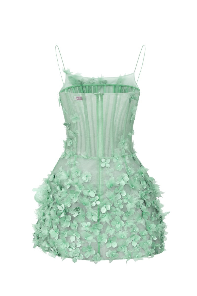 21Six Arabella Tulle Dress in mint, a stylish mini dress with delicate tulle fabric, perfect for elegant occasions.