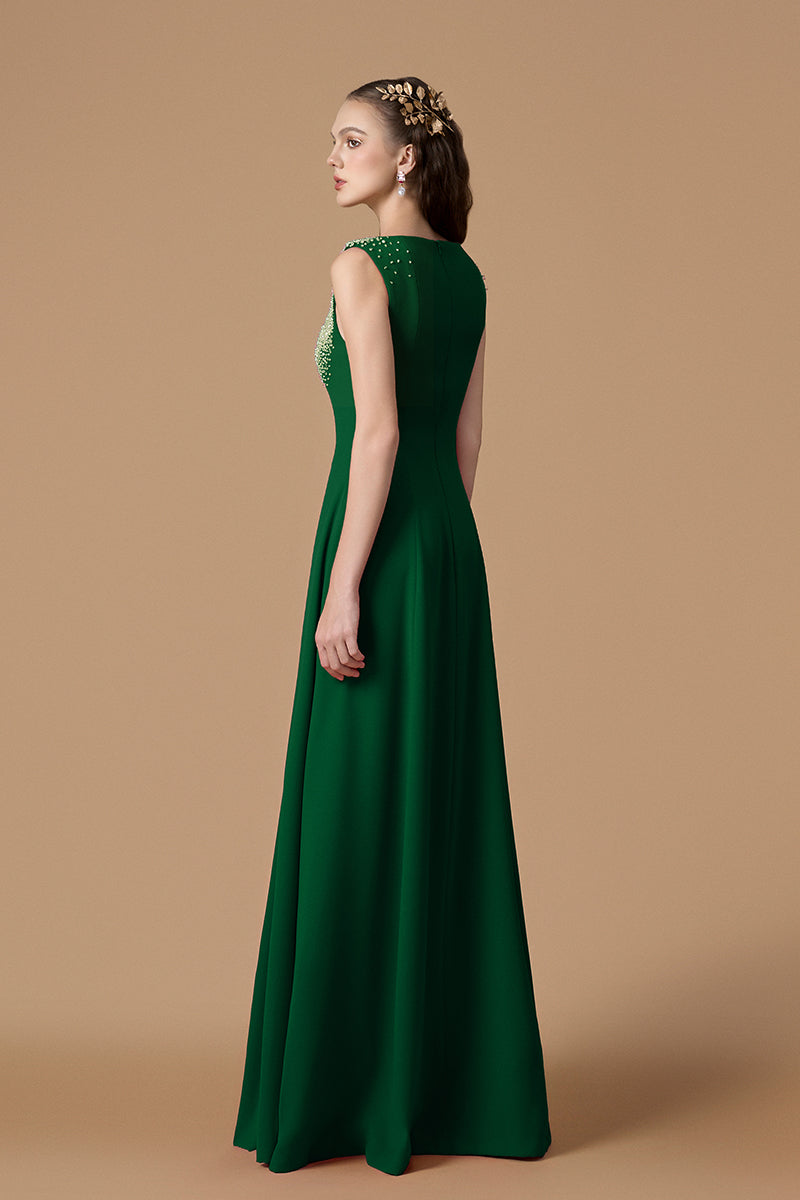 KAY CREPE DE CHINE SILK LINED MAXI DRESS IN GREEN | CULT MIA | I.H.F KAY CREPE DE CHINE SILK LINED MAXI DRESS IN GREEN | CULT MIA | I.H.F