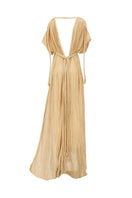 Kasia Kulenty Athena gown in sand, a flowing maxi dress with elegant fabric and relaxed fit, perfect for sophisticated occasions.