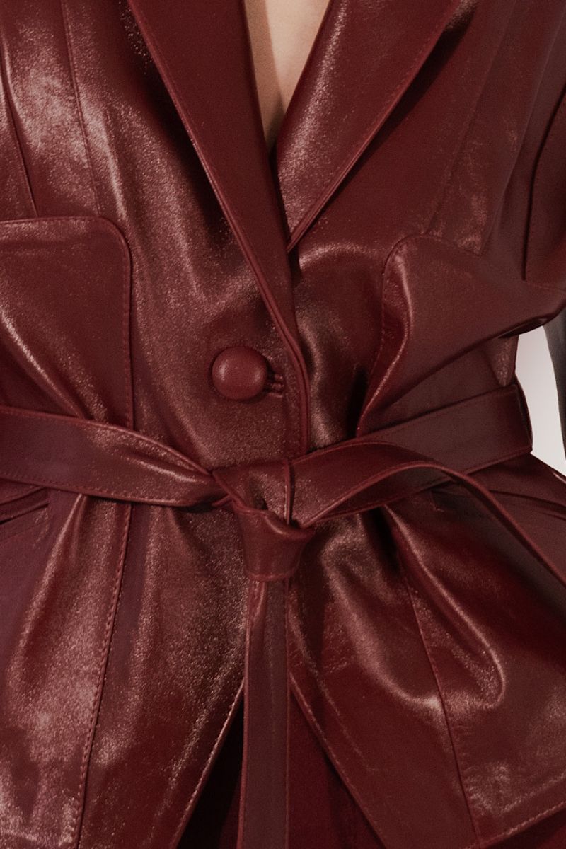 DAMIEN LEATHER JACKET IN BURGUNDY - CULT MIA