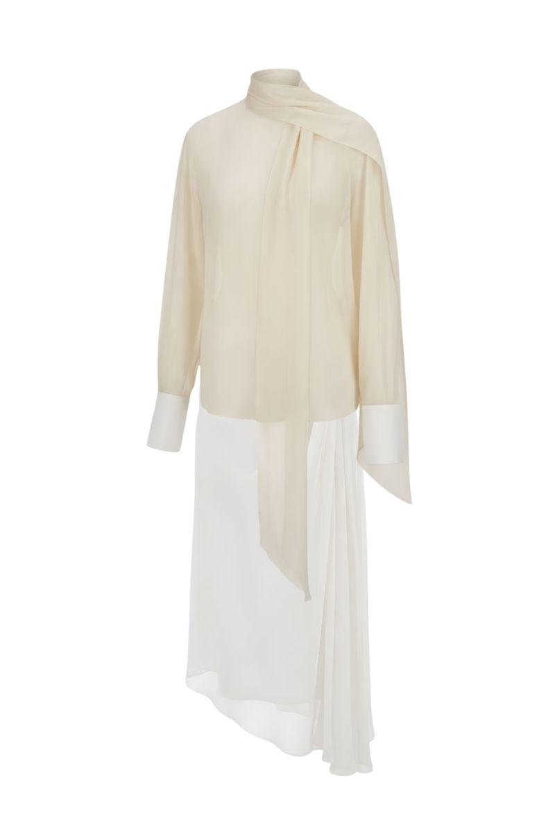 White Plan Ivory Grace co-ords set featuring a stylish matching top and pants in a soft, elegant fabric.