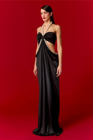 Nur Karaata Alice Pearl Maxi Dress displayed with elegant pearl accents, flowing fabric, and a stylish silhouette.