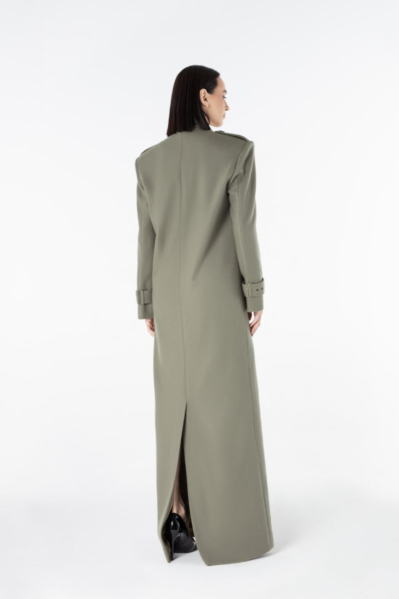 Lili Blanc Luxe Coat in elegant neutral color, stylish and warm outerwear for cold weather.