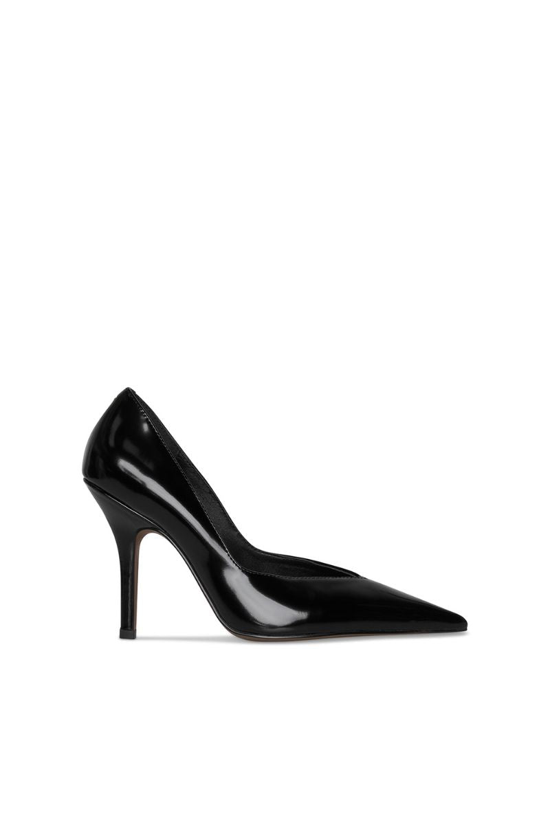 Black 10th Floor Uptown Heel showing sleek pointed toe and stiletto heel, stylish women's high heel footwear.