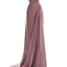 Elegant Monetre rose gown with flowing fabric and delicate details, perfect for formal occasions.