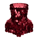 Sequin burgundy corset top by Balykina with fitted design and decorative sequins, perfect for stylish evening wear.