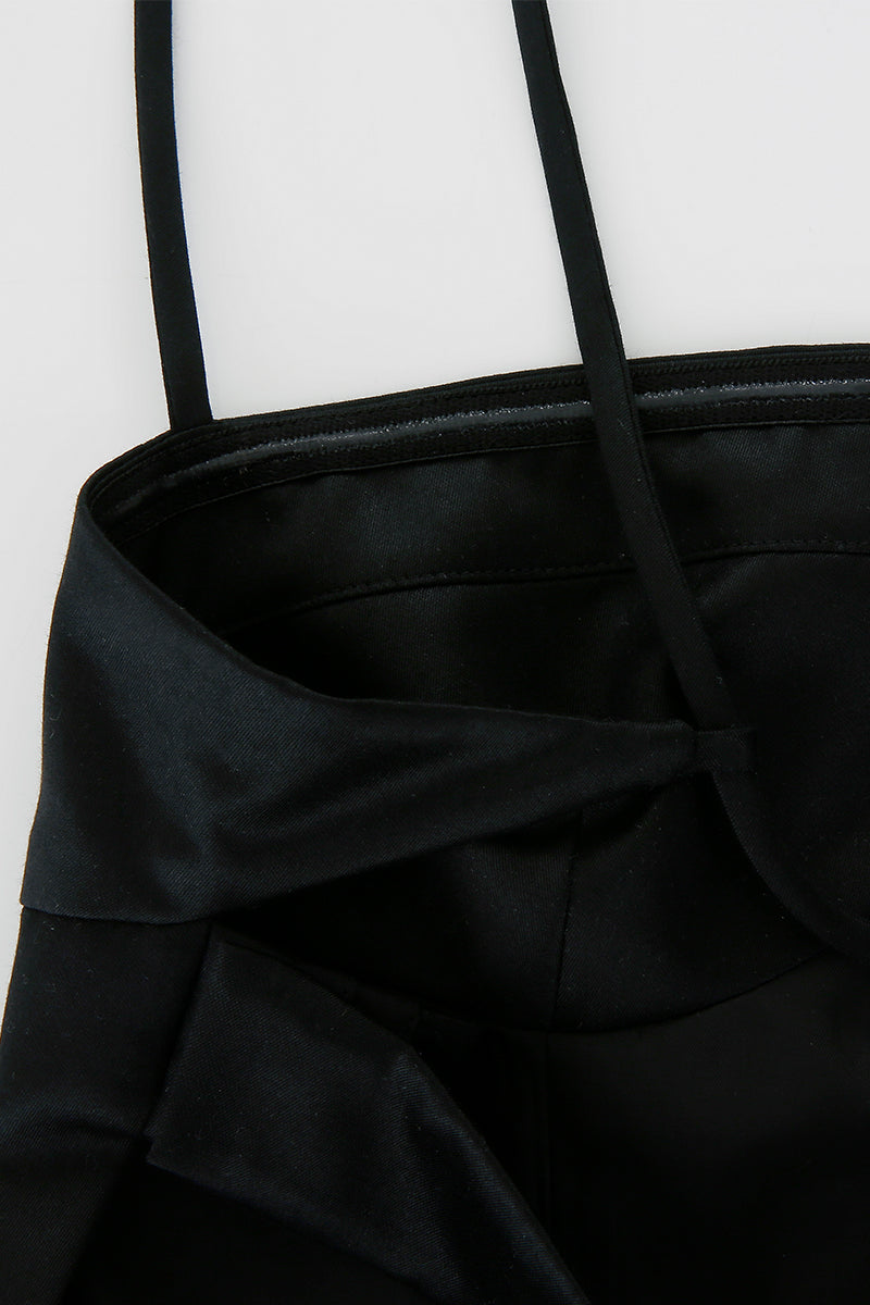 WOOL SILK EVENING GOWN IN BLACK - CULT MIA