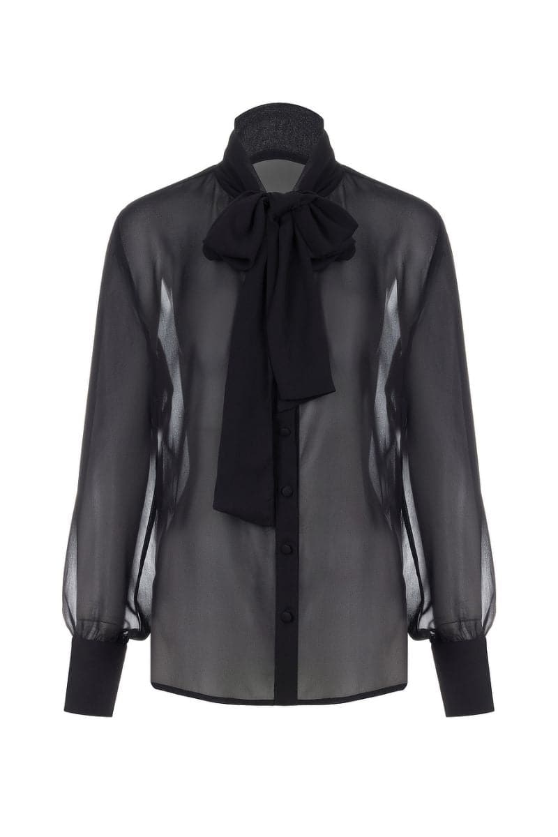 TIE-NECK CHIFFON SHIRT - CULT MIA