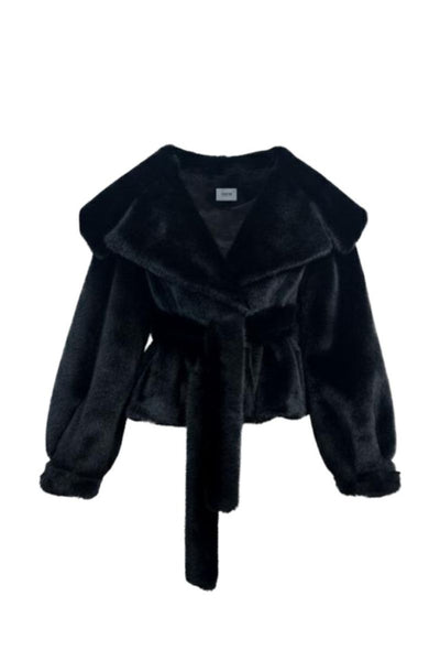 BLACK FAUX FUR JACKET OLD MONEY | Fortini | CULT MIA