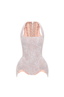 BalYKINA lace corset top with front lacing, featuring intricate lace details and a fitted design for a stylish look.