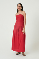 Summer Away Florence maxi dress in cherry with a flowing fabric and sleeveless design, perfect for warm-weather occasions.