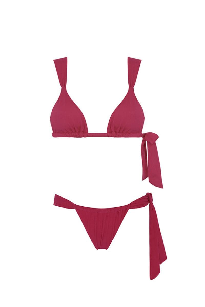 FUCHSIA TIE TOP AND SLIDING TIE BOTTOM BIKINI - CULT MIA