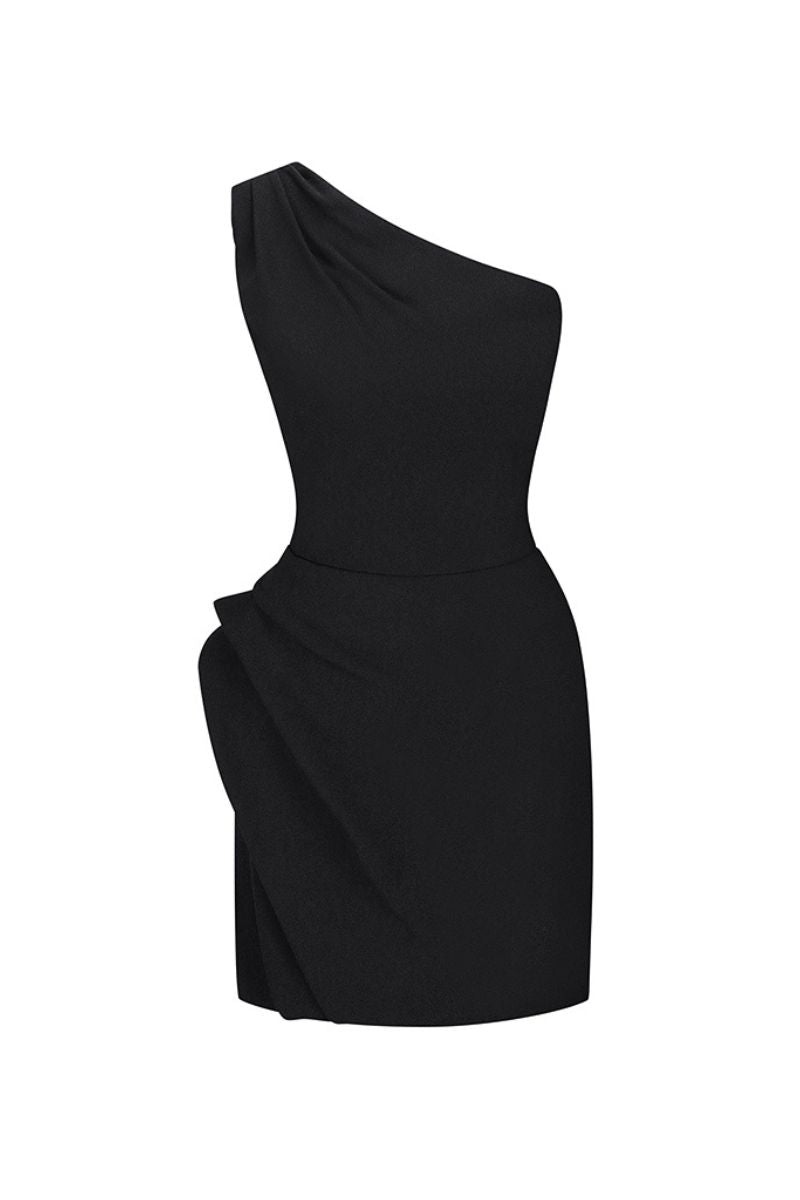 MINI ASYMMETRICAL DRESS IN BLACK - CULT MIA