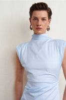 Blue Dragon poplin dress by Acaria Studio, mini dress style with a fitted silhouette and lightweight fabric.