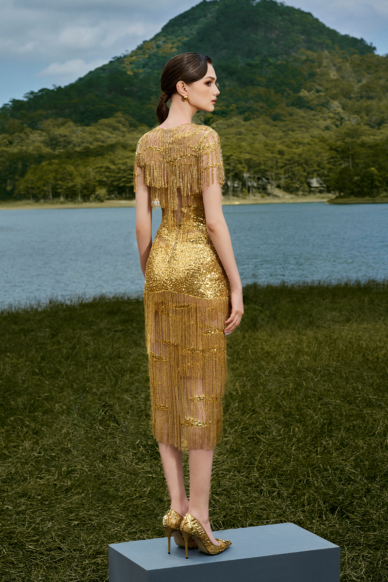 LITA SUNRISE BEADED MIDI DRESS | CULT MIA | Le Thanh Hoa LITA SUNRISE BEADED MIDI DRESS | CULT MIA | Le Thanh Hoa
