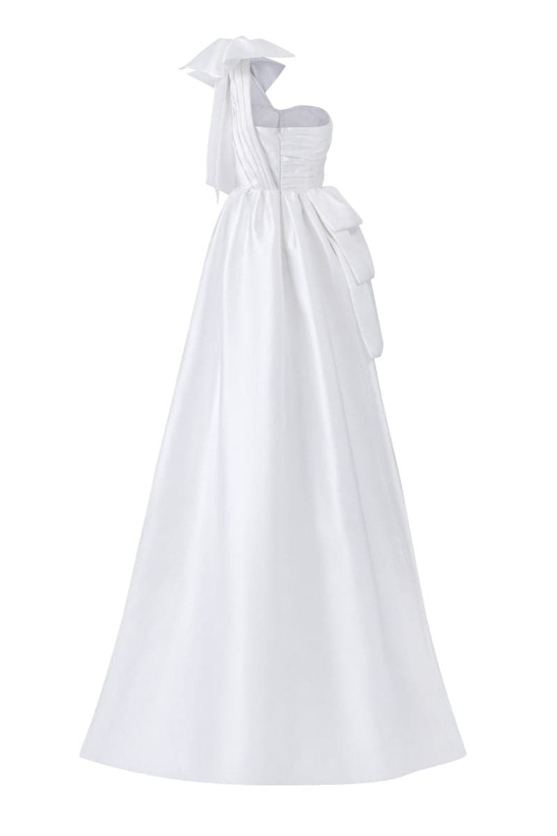 ETHELBERT WHITE TAFFETA BOW TIE GOWN - CULT MIA