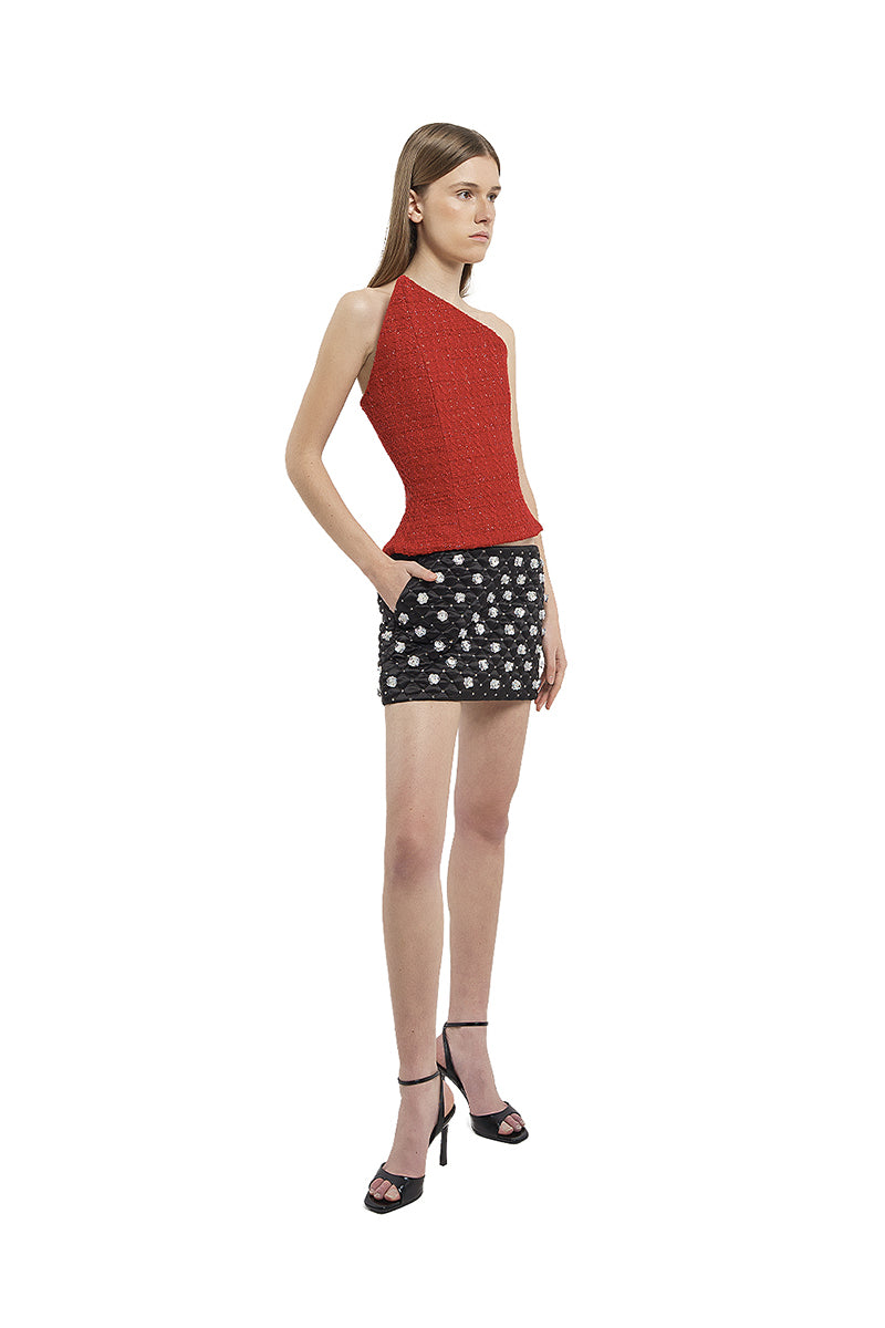 TWEED CORSET IN RED - CULT MIA