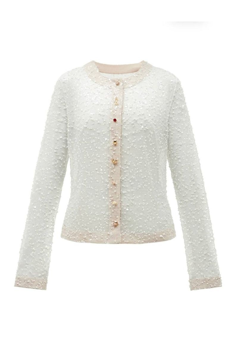 CARDIGAN WITH BEADS IN MILK - CULT MIA