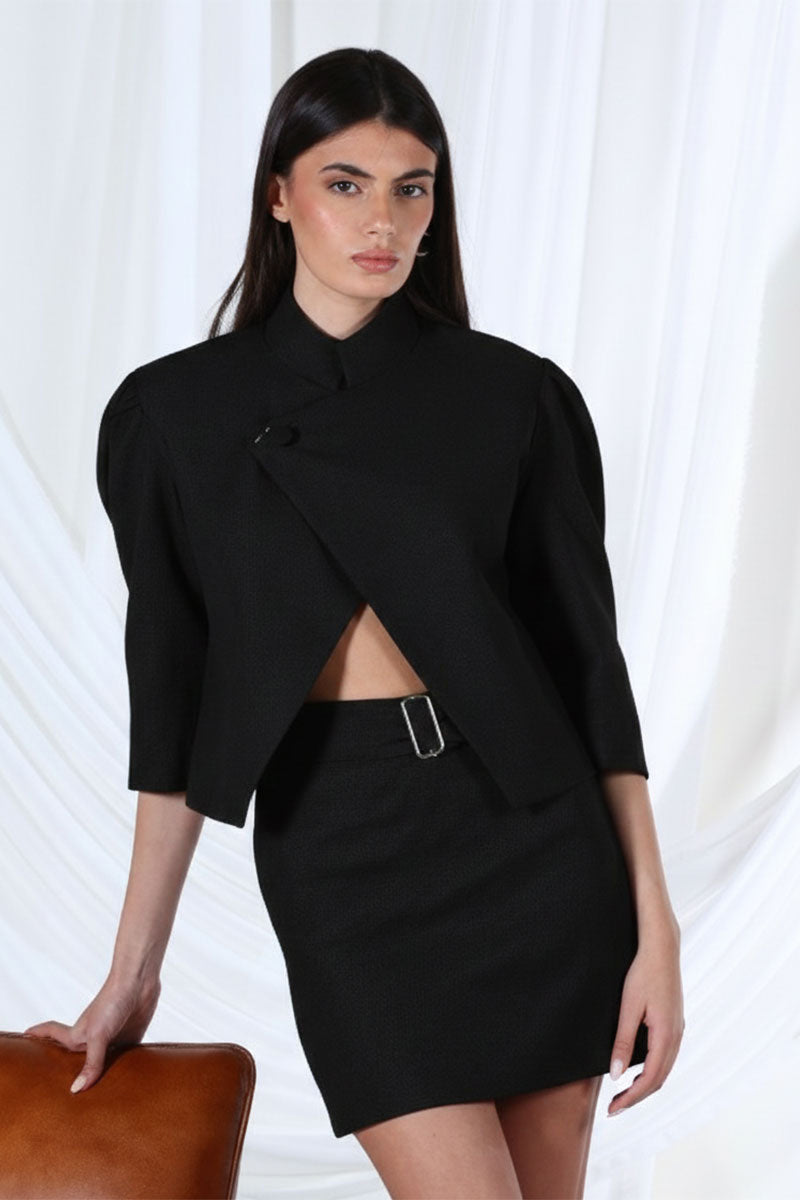 Aquarel Studio black lunar blazer, tailored fit blazer for women, featuring sleek design and stylish lapels.