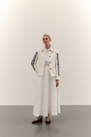 Delegen jacket with ornate embroidery, stylish outerwear featuring intricate ornament details and a tailored fit.