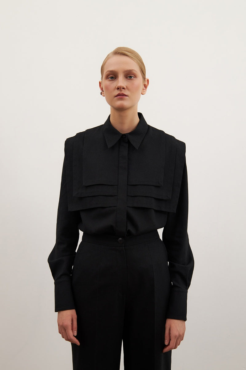 BLACK LINEN SHIRT - CULT MIA