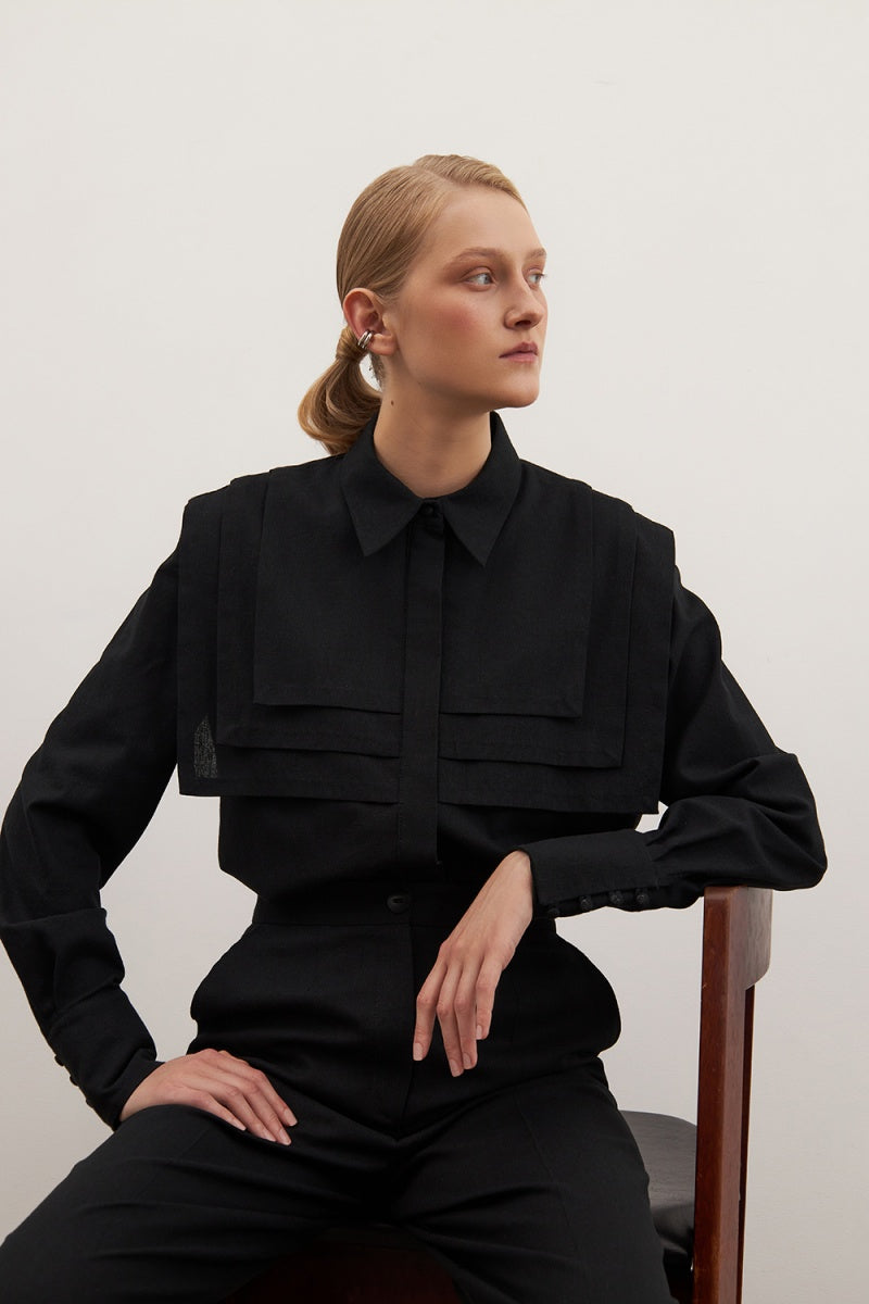BLACK LINEN SHIRT - CULT MIA