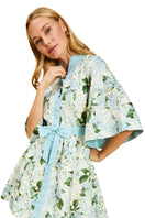 Mestiza New York Carmen mini dress in Quatrefoil Garden print, featuring a fitted silhouette and short sleeves.