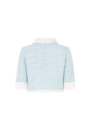 Valenciani cropped mint jacket with long sleeves and front zipper, casual stylish outerwear for women.
