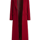 White Plan Scarlet tailored coat displayed on a hanger, featuring a classic design with a crisp collar and tailored fit.