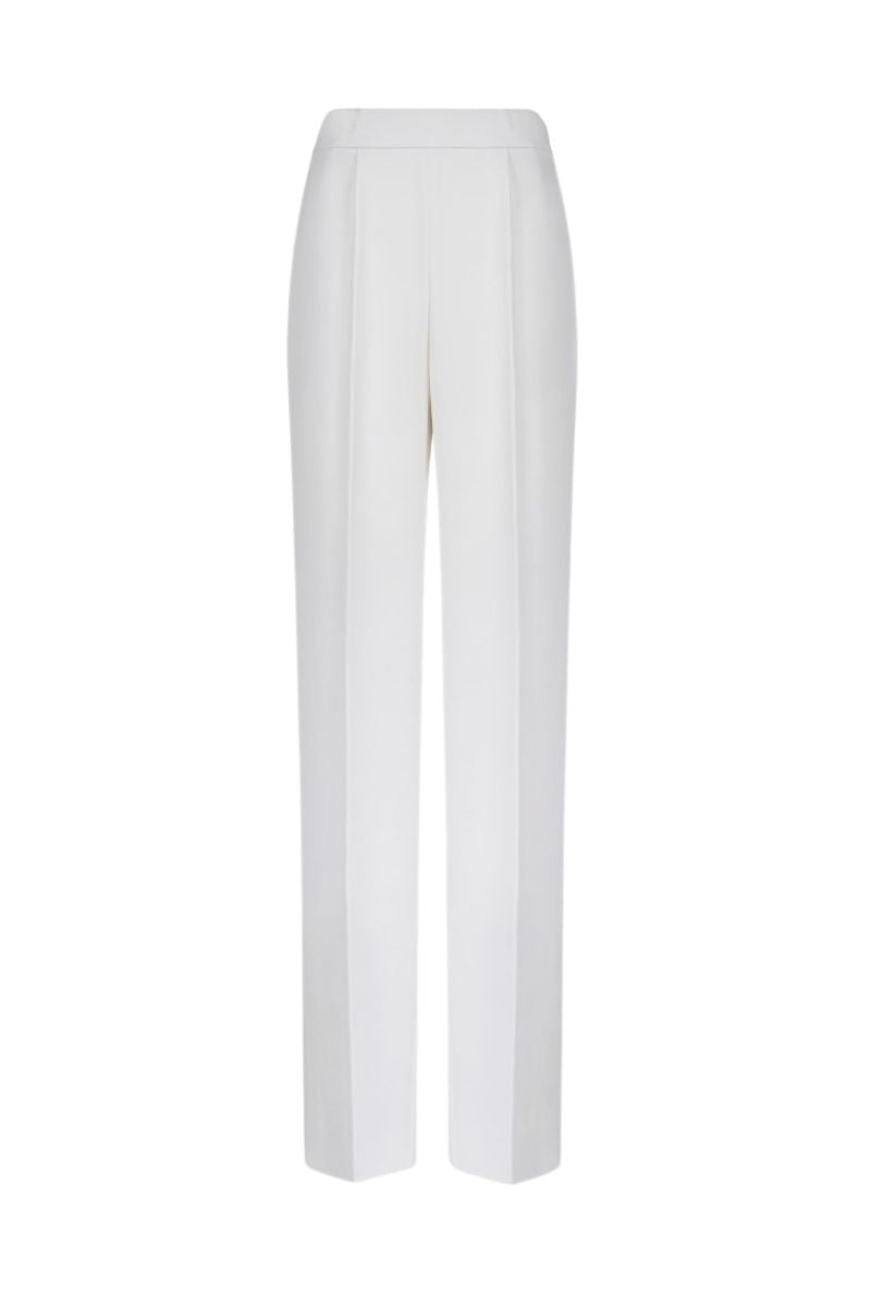 LEKIEU Kenya white straight wide-leg pants laid flat showing high-waist design and wide leg style for a casual fashion look.