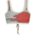 Lalo Avril crop top in red multi with floral pattern, lightweight fabric, and sleeveless design, perfect for casual summer wear.