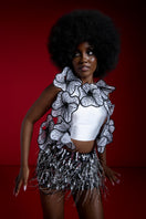White Onalaja MIA top with fitted design and short sleeves, displayed on a mannequin.