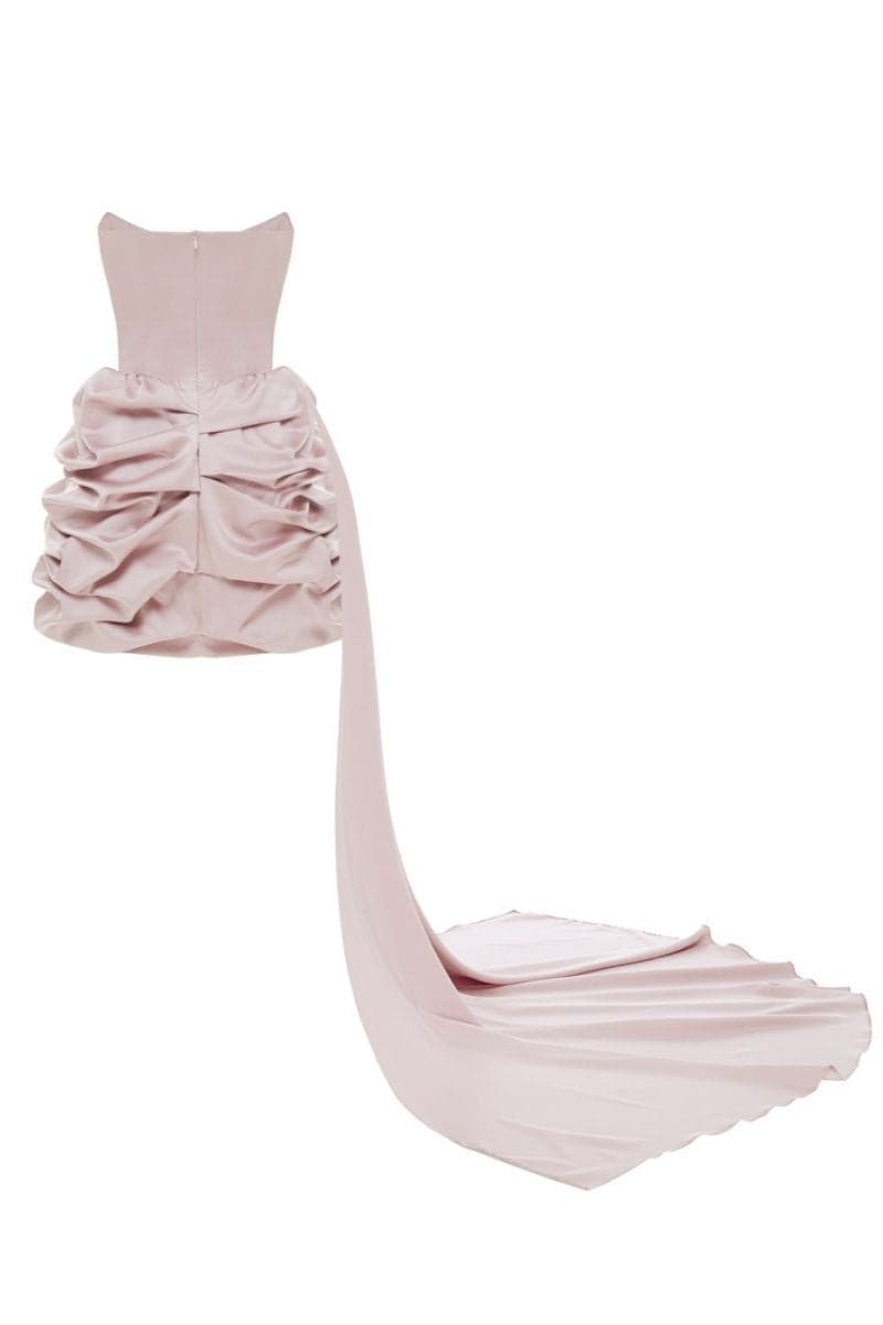 LUCKY ROSE PINK MINI DRESS WITH TRAIL - CULT MIA