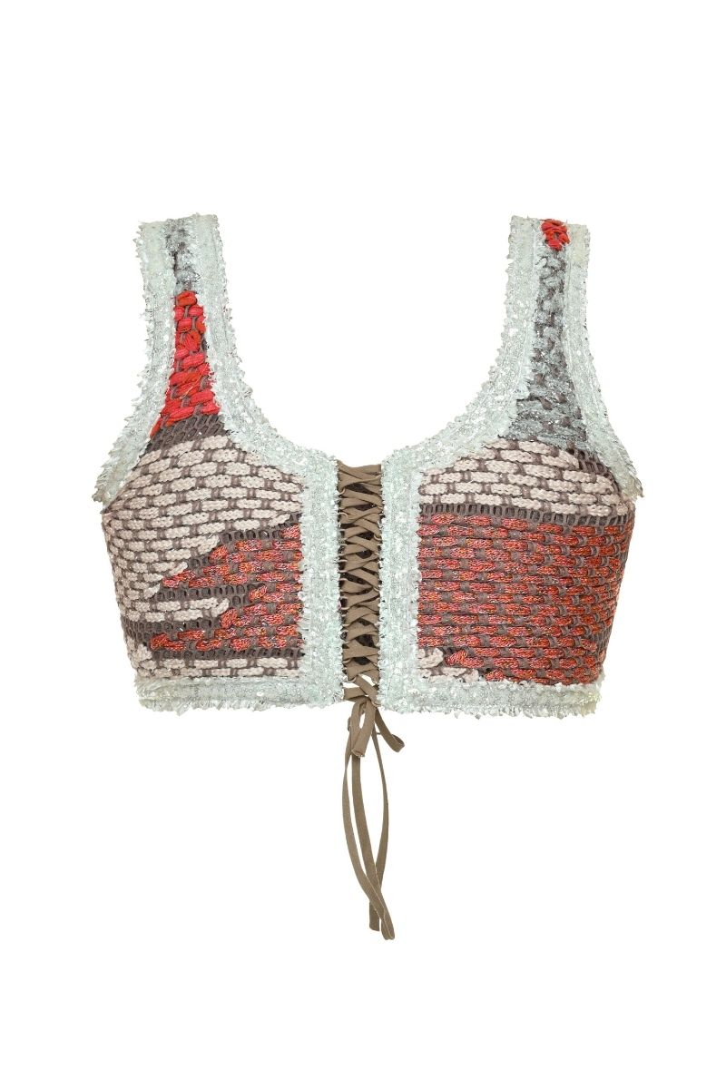 AVRIL CROP TOP IN RED MULTI - CULT MIA