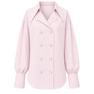 Pink tailored shirt by Keira Tong, featuring a classic fit with button-down front and collar, displayed on a white background.