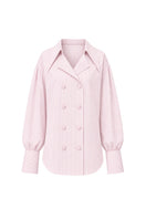 Pink tailored shirt by Keira Tong, featuring a classic fit with button-down front and collar, displayed on a white background.