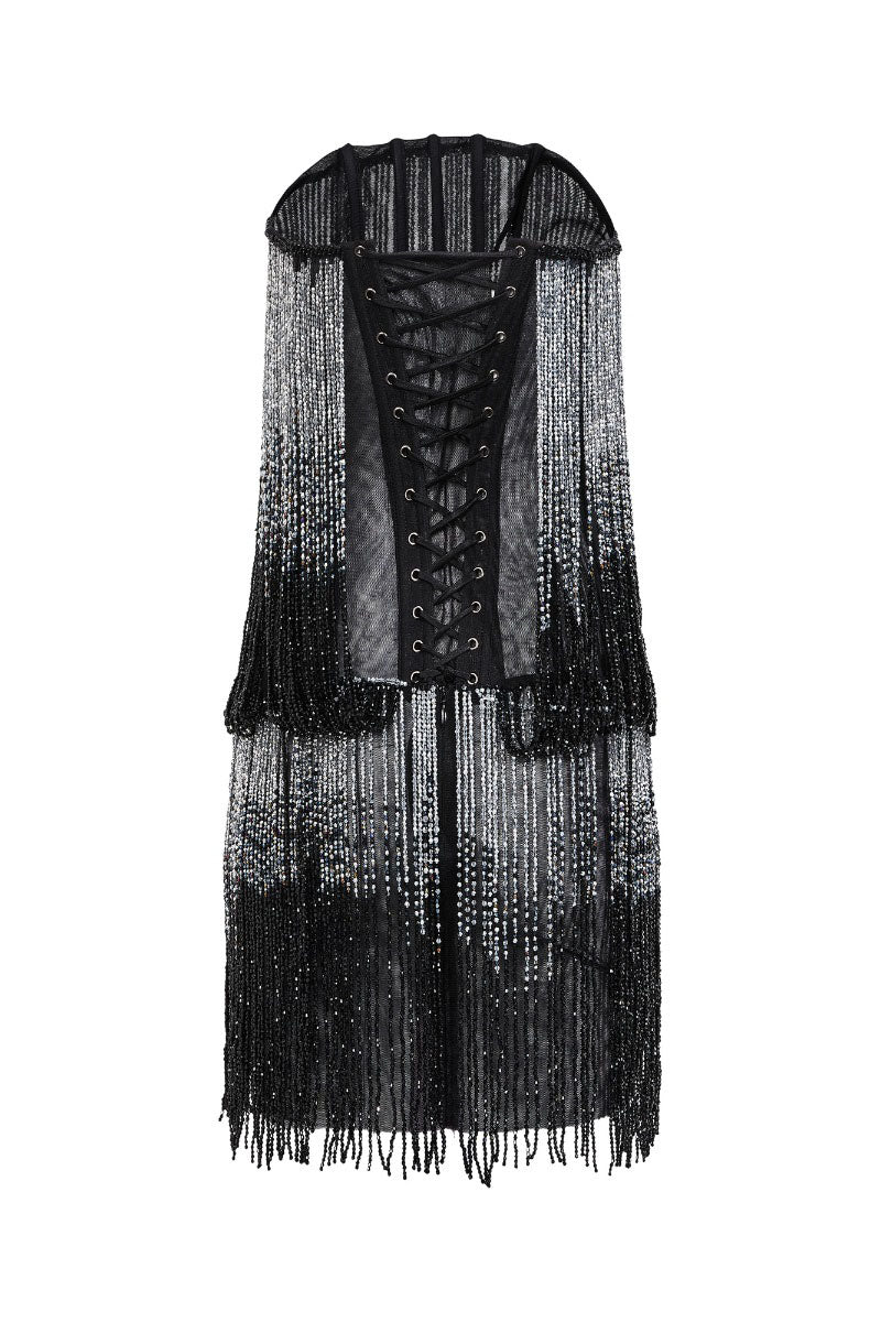 black strapless mesh dress Juliana Strapless Mesh Midi Black S