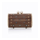 Waiwai Rio Petit Baoba clutch bag in Oud Safira with elegant design and textured surface, perfect for stylish evening accessories.