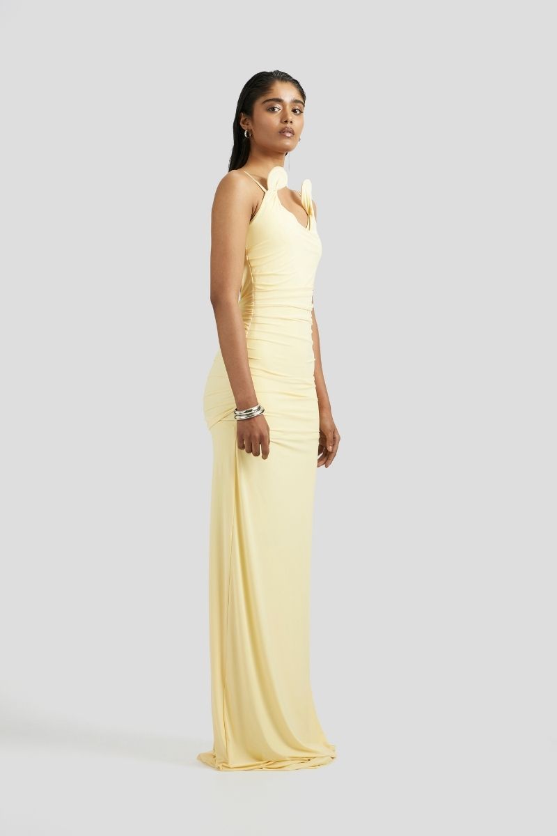 ESTELLE MAXI DRESS IN BUTTER YELLOW - CULT MIA