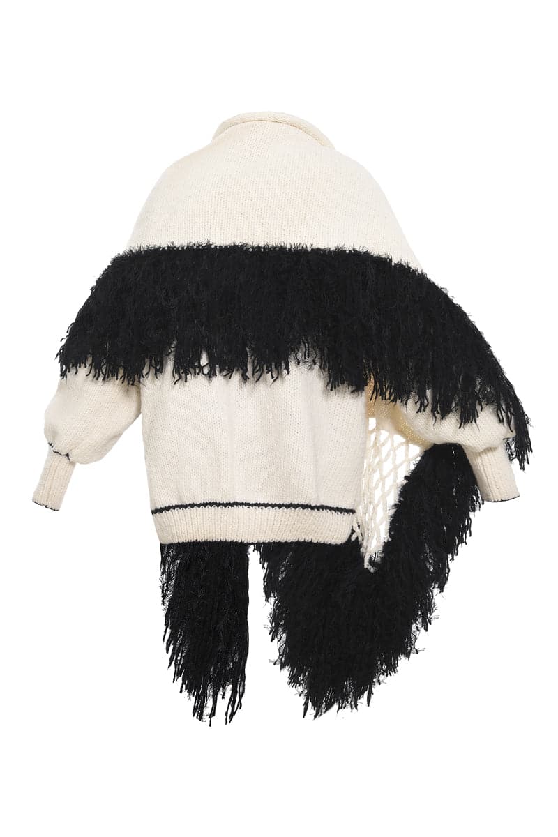 Blikvanger scarved hand-knit floral cardigan with colorful knit pattern, long sleeves, and cozy design for women.