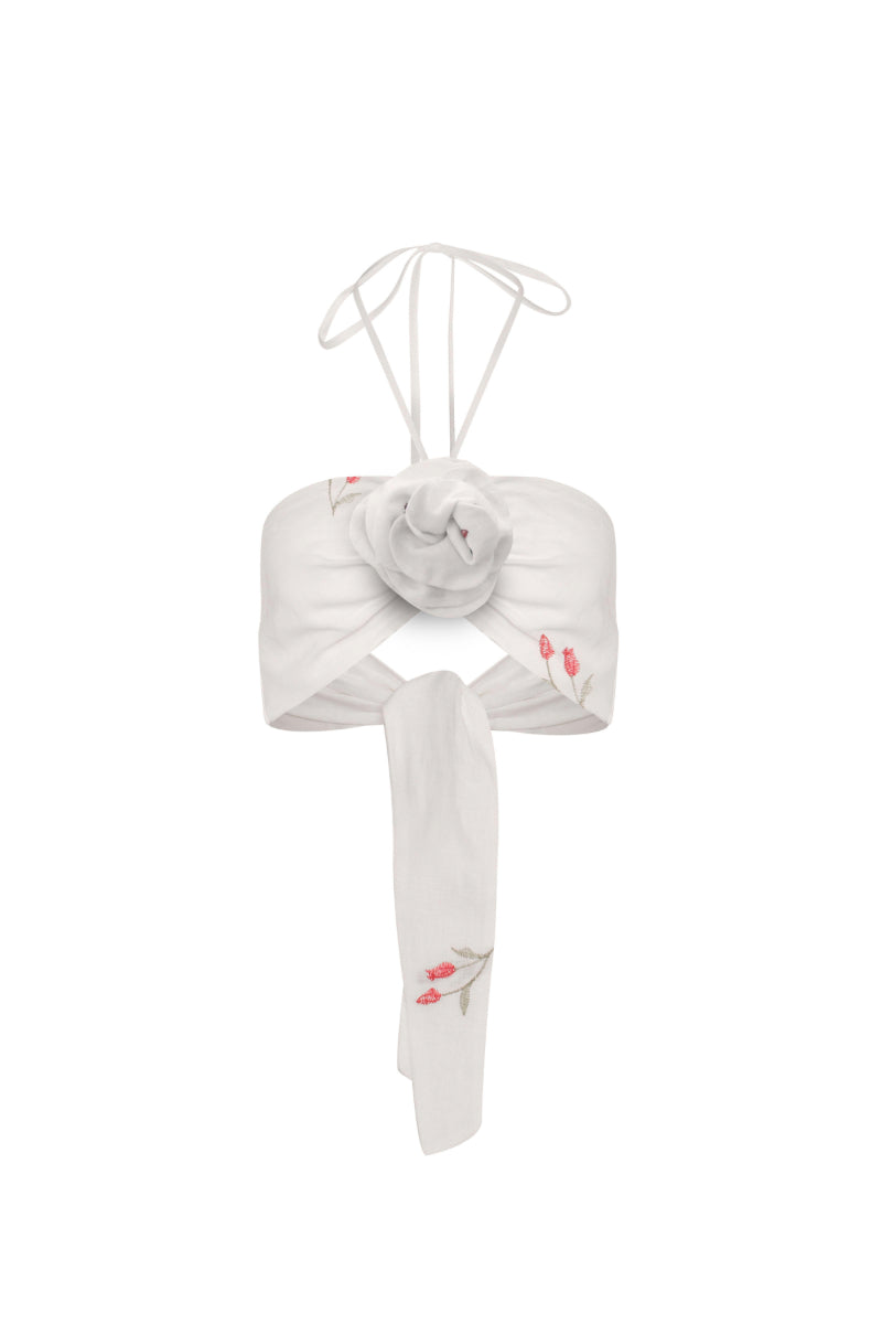 LOVELY TULIP EMBROIDERED CROP TOP - CULT MIA