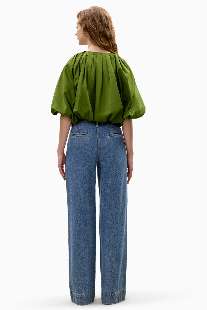 Rebecca Taylor Dax Denim Pants in Dax Wash, stylish blue jeans with a relaxed fit and classic five-pocket design.