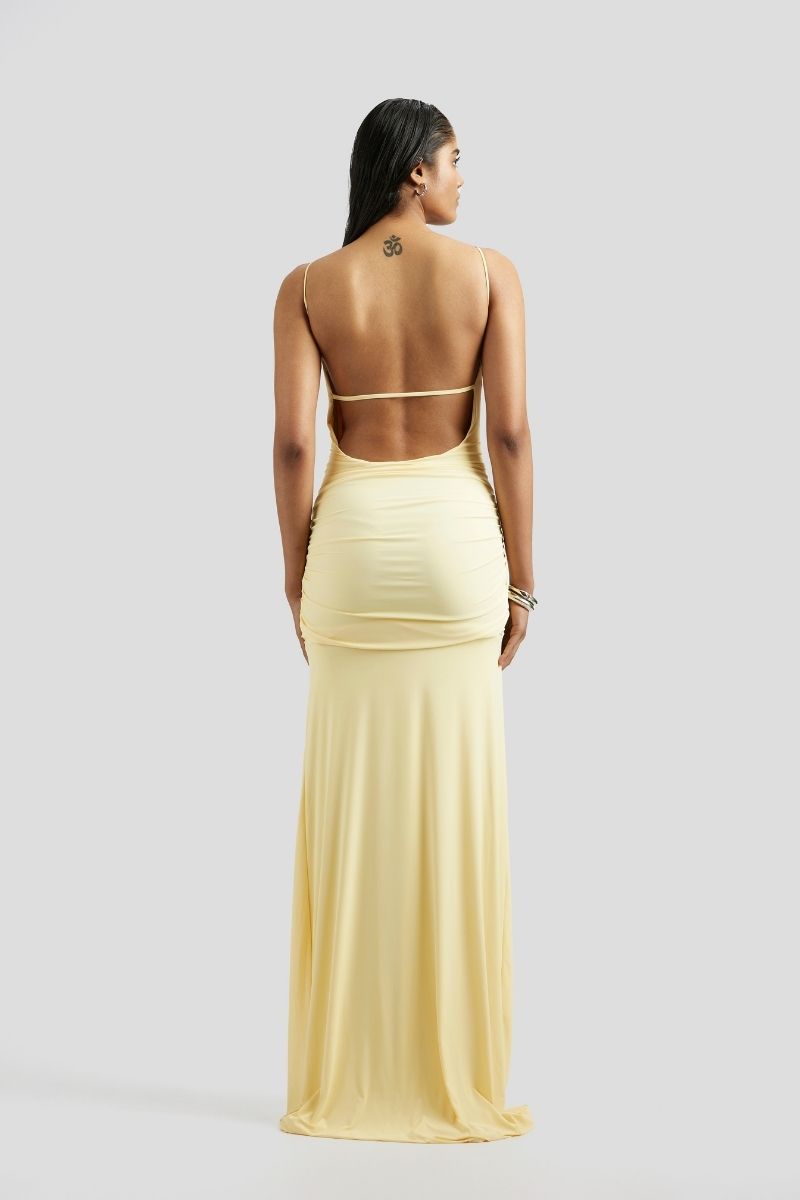ESTELLE MAXI DRESS IN BUTTER YELLOW - CULT MIA