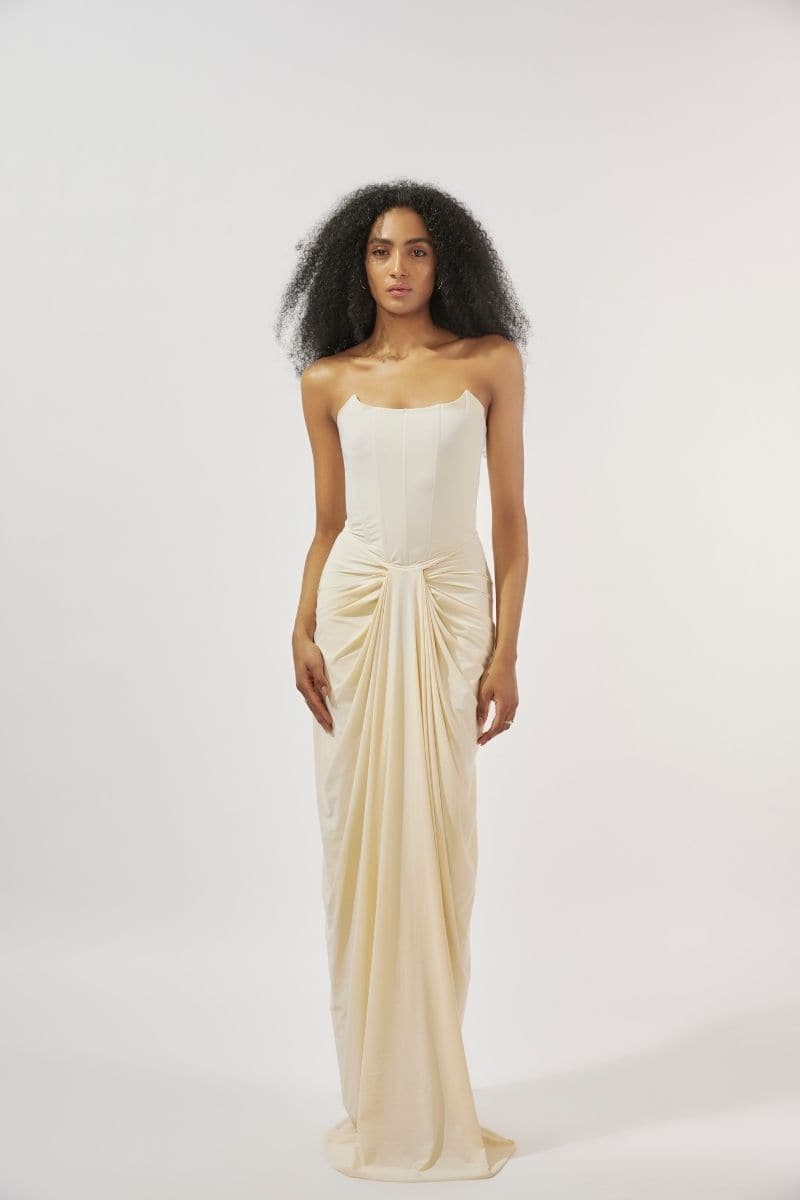 Deme By Gabriella PEARL IVORY CORSET GOWN Deme By Gabriella PEARL IVORY CORSET GOWN