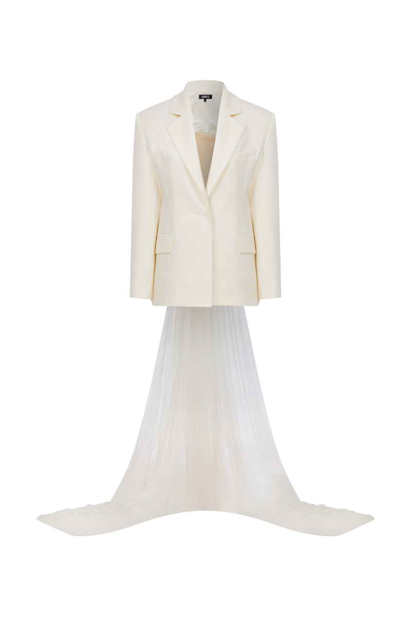 JACKET WITH FULL LENGTH TULLE TRAIN AT THE BACK - CULT MIA