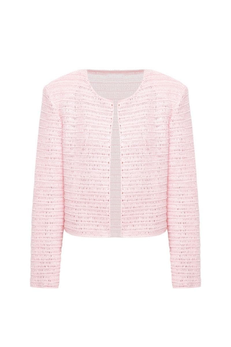 LIGHT PINK LINEN KNITTED JACKET - CULT MIA